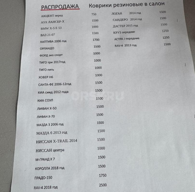 ЗАЩИТА ДВИГАТЕЛЯ и РЕЗИНОВЫХ КОВРИКОВ в САЛОН. - Орск
