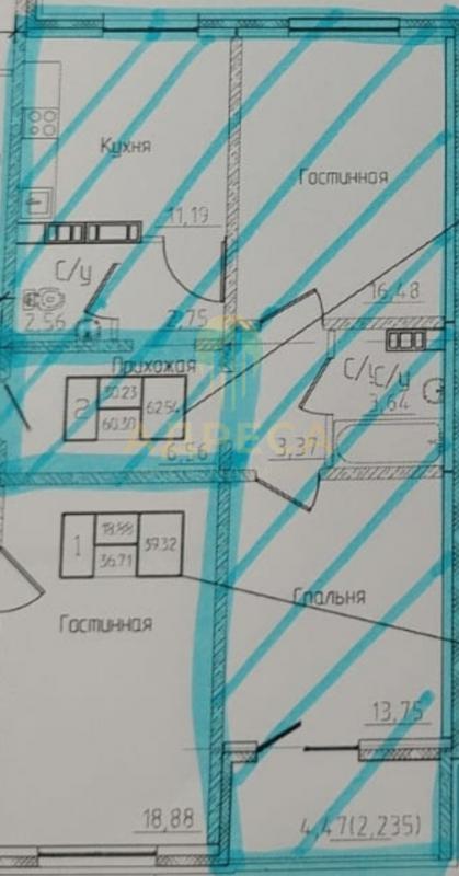 В продаже евро 3-ка, кухня-гостиная 17 кв м, 2 спальни,  отдельно сан узел, отдельно гардеробная, из - Оренбург
