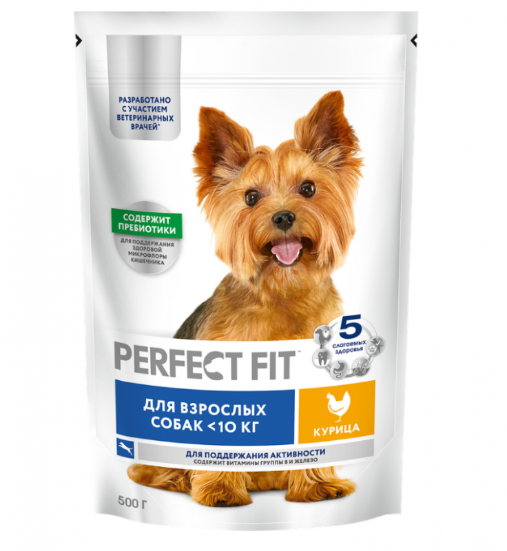 Корм сухой для взрослых собак PERFECT FIT с курицей, для мелких и миниатюрных пород, 500грами 2 пачк - Орск