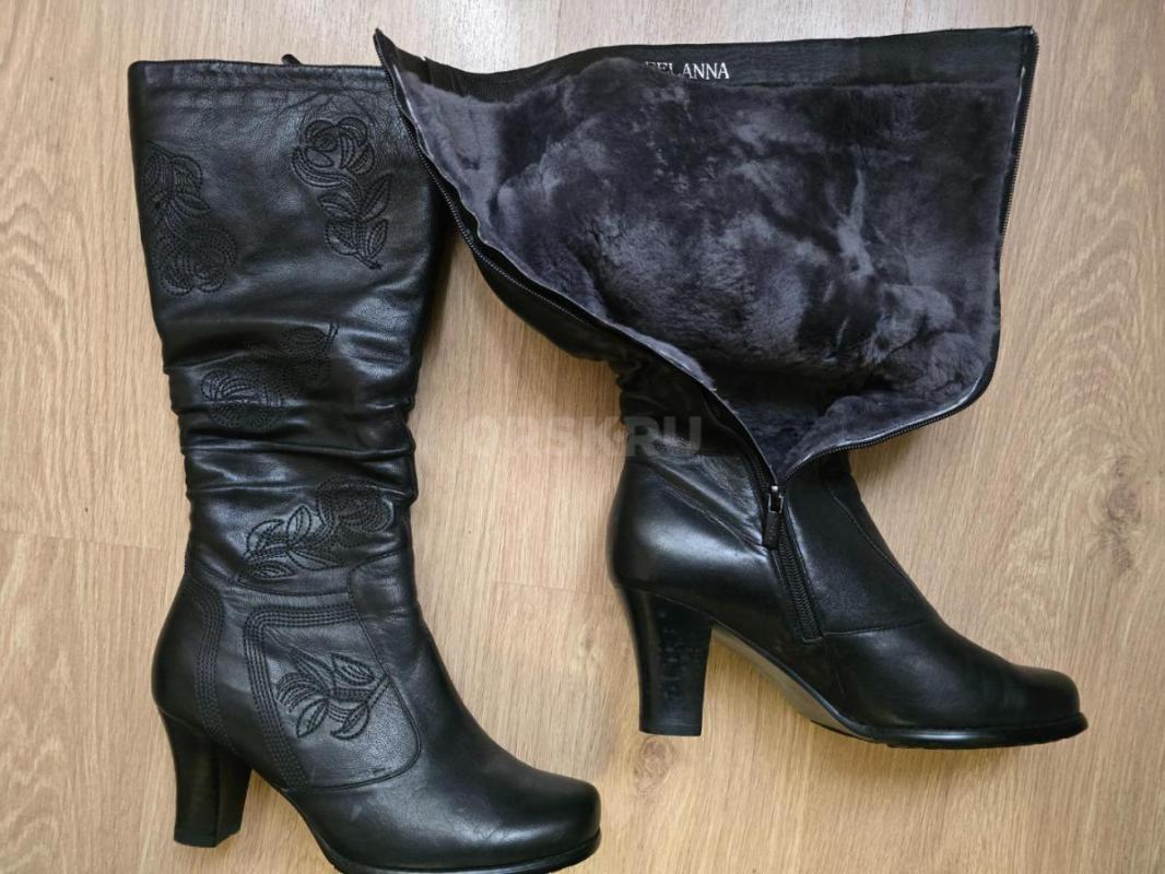 Сапоги зимние,натуральная кожа,мех.с пряжкой 37 размер. - Орск